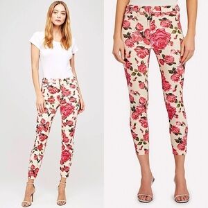 NWT L'AGENCE High Rise Floral Print Stretch Denim Ankle Cropped Skinny Jeans‎ 25